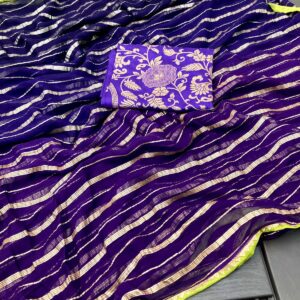 Pure viscose Georgette Saree With Zari Lining Weave