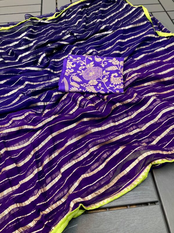 Pure viscose Georgette Saree With Zari Lining Weave