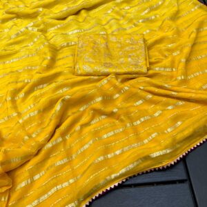 Pure viscose Georgette Saree With Zari Lining Weave