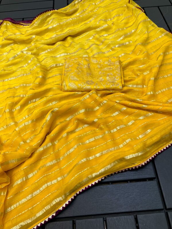 Pure viscose Georgette Saree With Zari Lining Weave