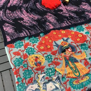 Sibori Prints Kalmkari Pallu Saree