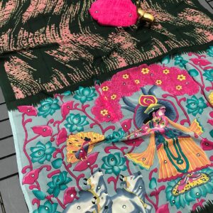 Sibori Prints Kalmkari Pallu Saree