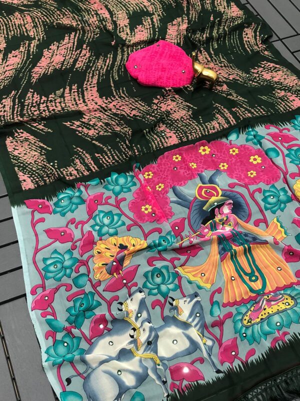 Sibori Prints Kalmkari Pallu Saree