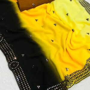 Beautiful Embroidered Georgette Silk Saree