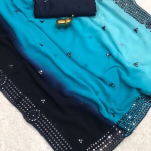 Beautiful Embroidered Georgette Silk Saree