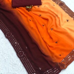 Beautiful Embroidered Georgette Silk Saree