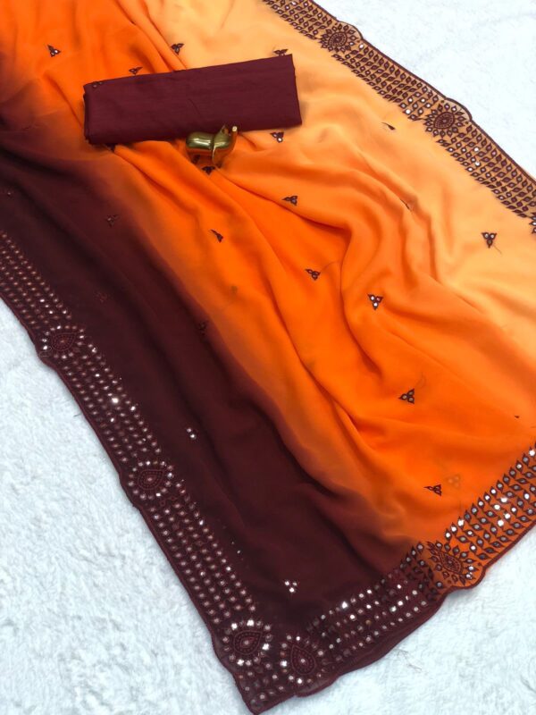 Beautiful Embroidered Georgette Silk Saree