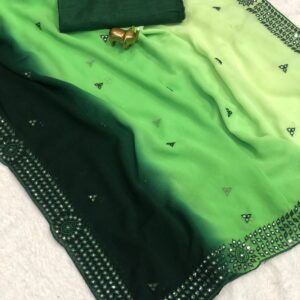 Beautiful Embroidered Georgette Silk Saree