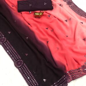 Beautiful Embroidered Georgette Silk Saree