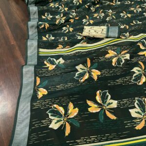 Linen Saree With Silver Jari Border Saree