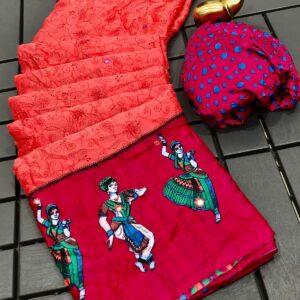 Moss Kalmkari Saree