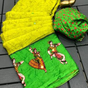 Moss Kalmkari Saree