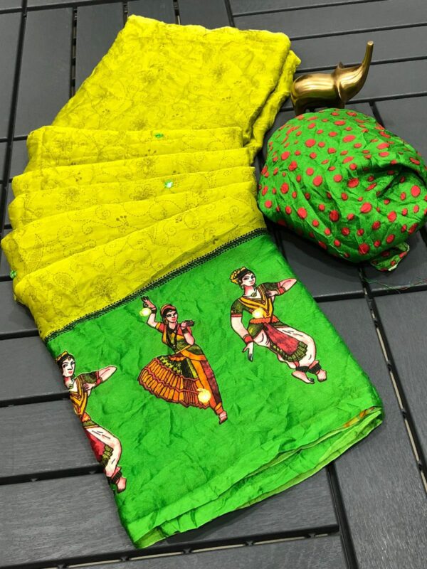 Moss Kalmkari Saree