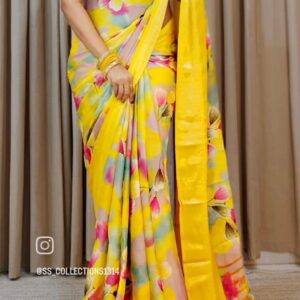 Beautiful Soft chiffon sarees with oll over multicolour design