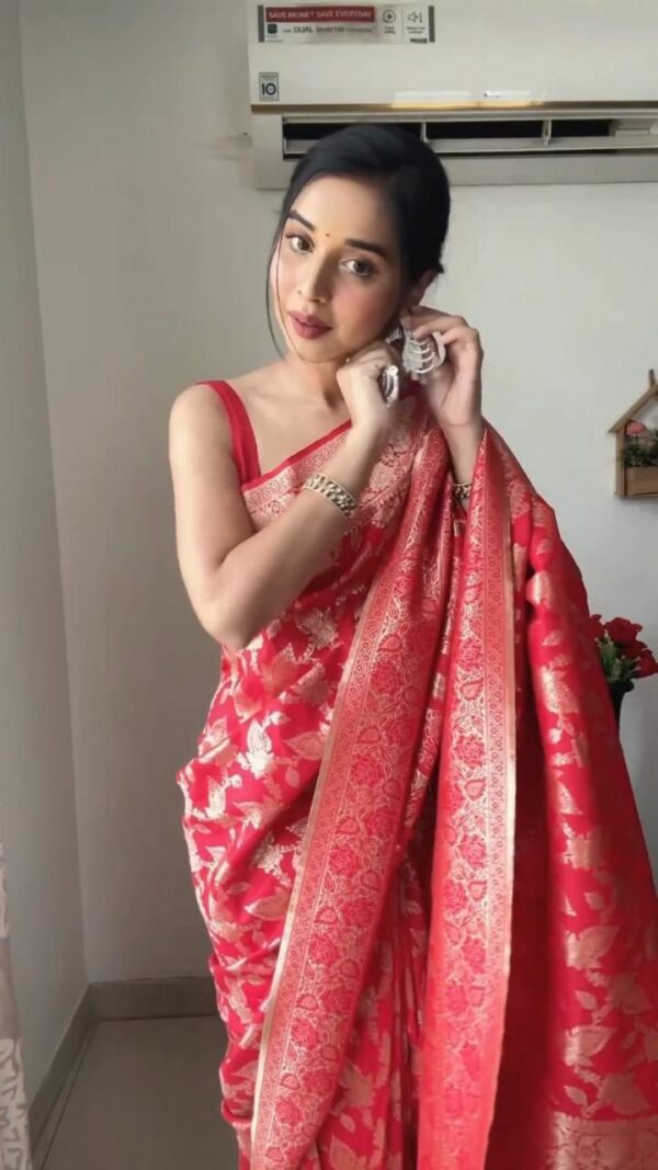 Ready To Wear Soft Lichi Silk Saree - Image 2