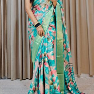 Beautiful Soft chiffon sarees with oll over multicolour design
