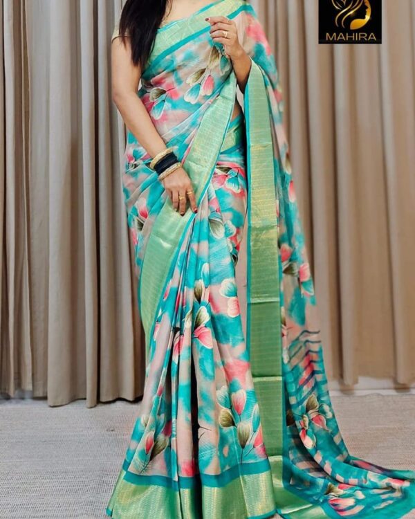 Beautiful Soft chiffon sarees with oll over multicolour design