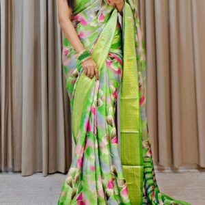 Beautiful Soft chiffon sarees with oll over multicolour design
