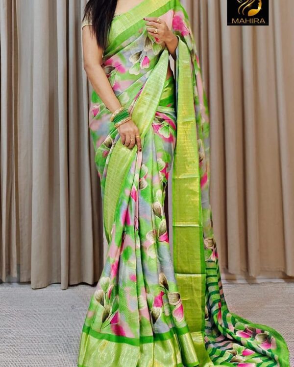 Beautiful Soft chiffon sarees with oll over multicolour design