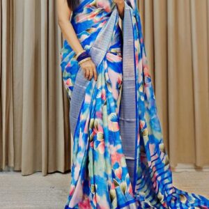 Beautiful Soft chiffon sarees with oll over multicolour design