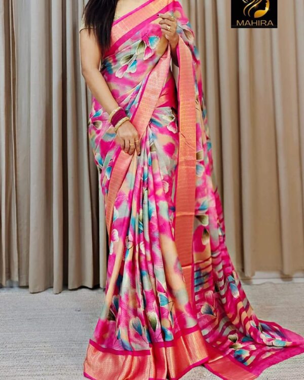 Beautiful Soft chiffon sarees with oll over multicolour design