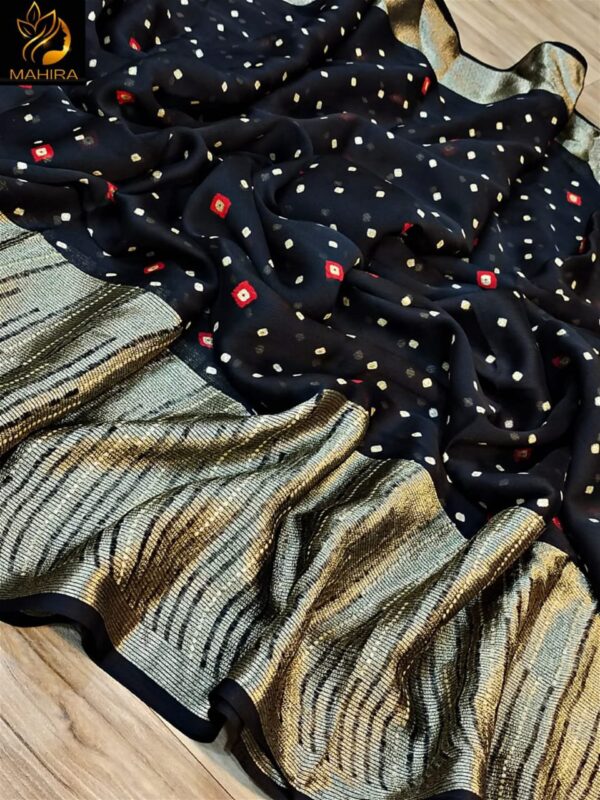 Beautiful Soft chiffon sarees with oll over multicolour design - Image 2