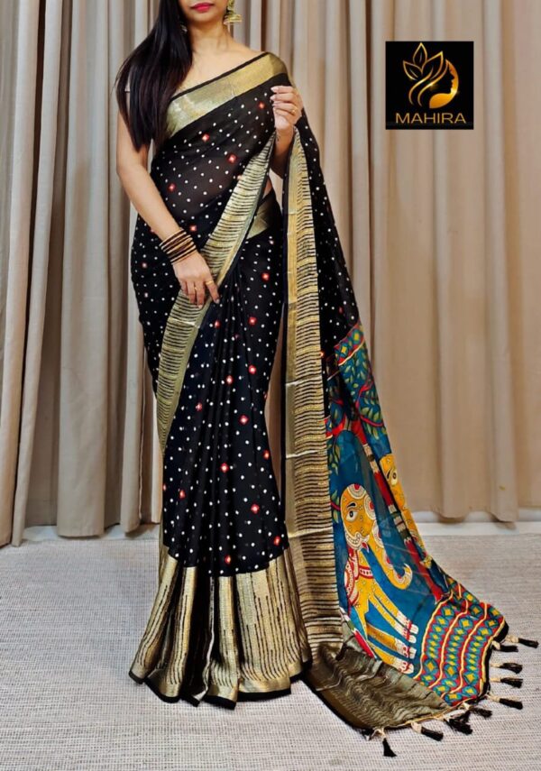 Beautiful Soft chiffon sarees with oll over multicolour design
