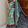 Moss Kalmkari With Bandhej Saree