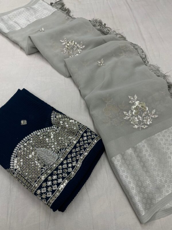 Heavy Georgett pattern Sequence Weaving Saree