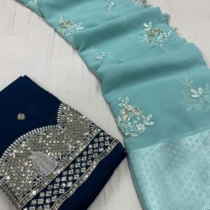 Heavy Georgett pattern Sequence Weaving Saree