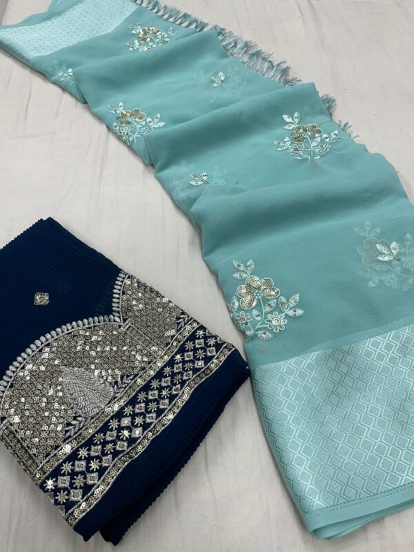 Heavy Georgett pattern Sequence Weaving Saree