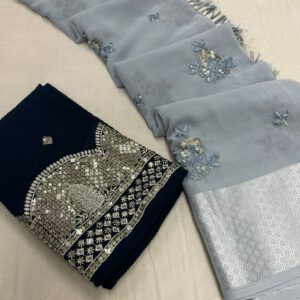 Heavy Georgett pattern Sequence Weaving Saree