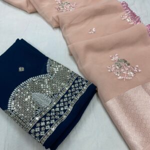 Heavy Georgett pattern Sequence Weaving Saree