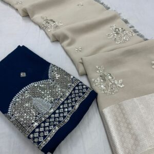 Heavy Georgett pattern Sequence Weaving Saree