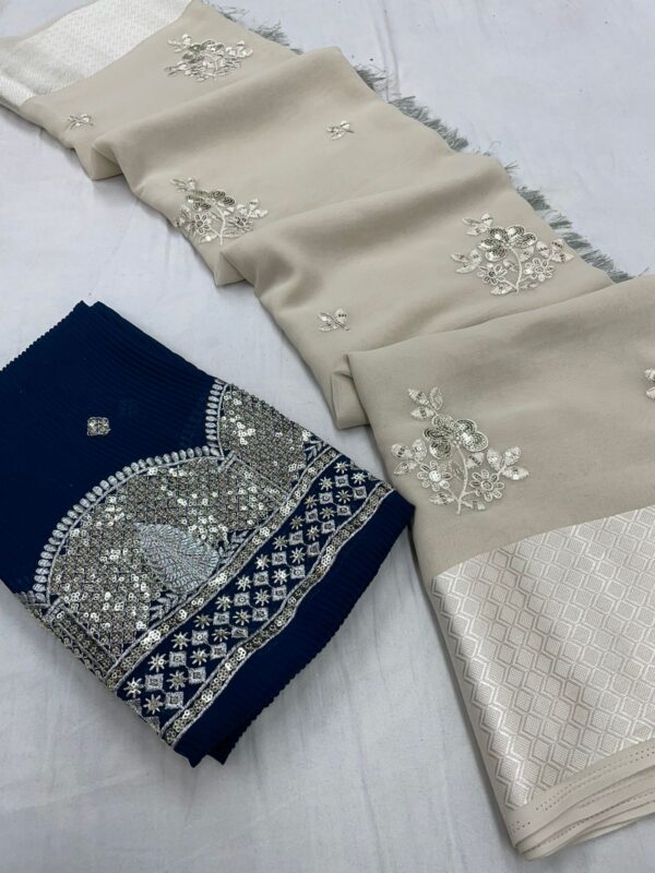 Heavy Georgett pattern Sequence Weaving Saree