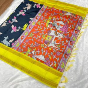 Soft Bantasi Silk Kalamkari Print Saree