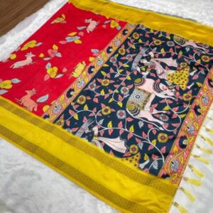 Soft Bantasi Silk Kalamkari Print Saree