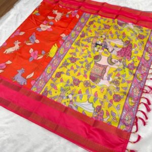 Soft Bantasi Silk Kalamkari Print Saree