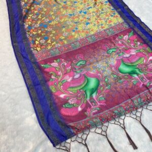 Soft Banarasi Silk With Kalmkari Theme sarees