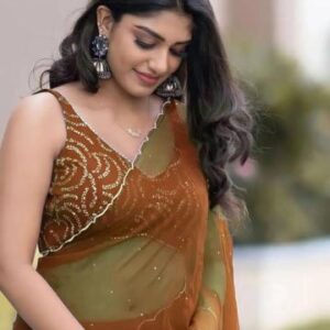 Georgette cutwork saree