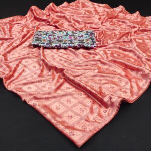 Best Quality Lycra Saree With Satin Silk Blouse