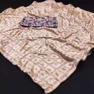 Best Quality Lycra Saree With Satin Silk Blouse