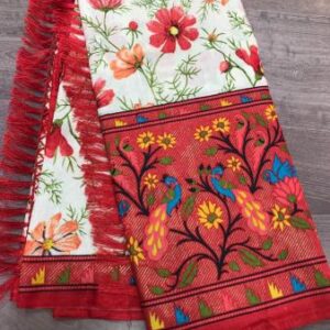 Soft paithani silk printed saree with foil print