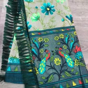 Soft paithani silk printed saree with foil print
