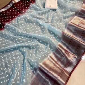 Kanchipuram Orgenza Jacquard Pigment Full Work Saree