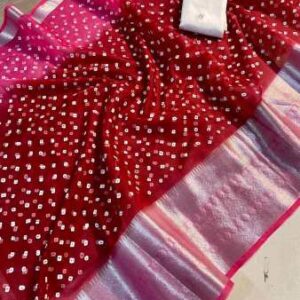 Kanchipuram Orgenza Jacquard Pigment Full Work Saree