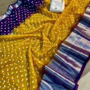 Kanchipuram Orgenza Jacquard Pigment Full Work Saree