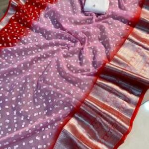 Kanchipuram Orgenza Jacquard Pigment Full Work Saree