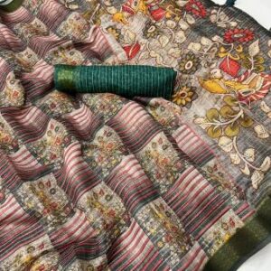 Saree with katha stitching on body