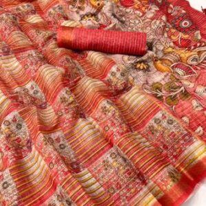 Saree with katha stitching on body